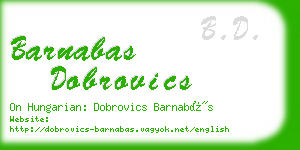 barnabas dobrovics business card